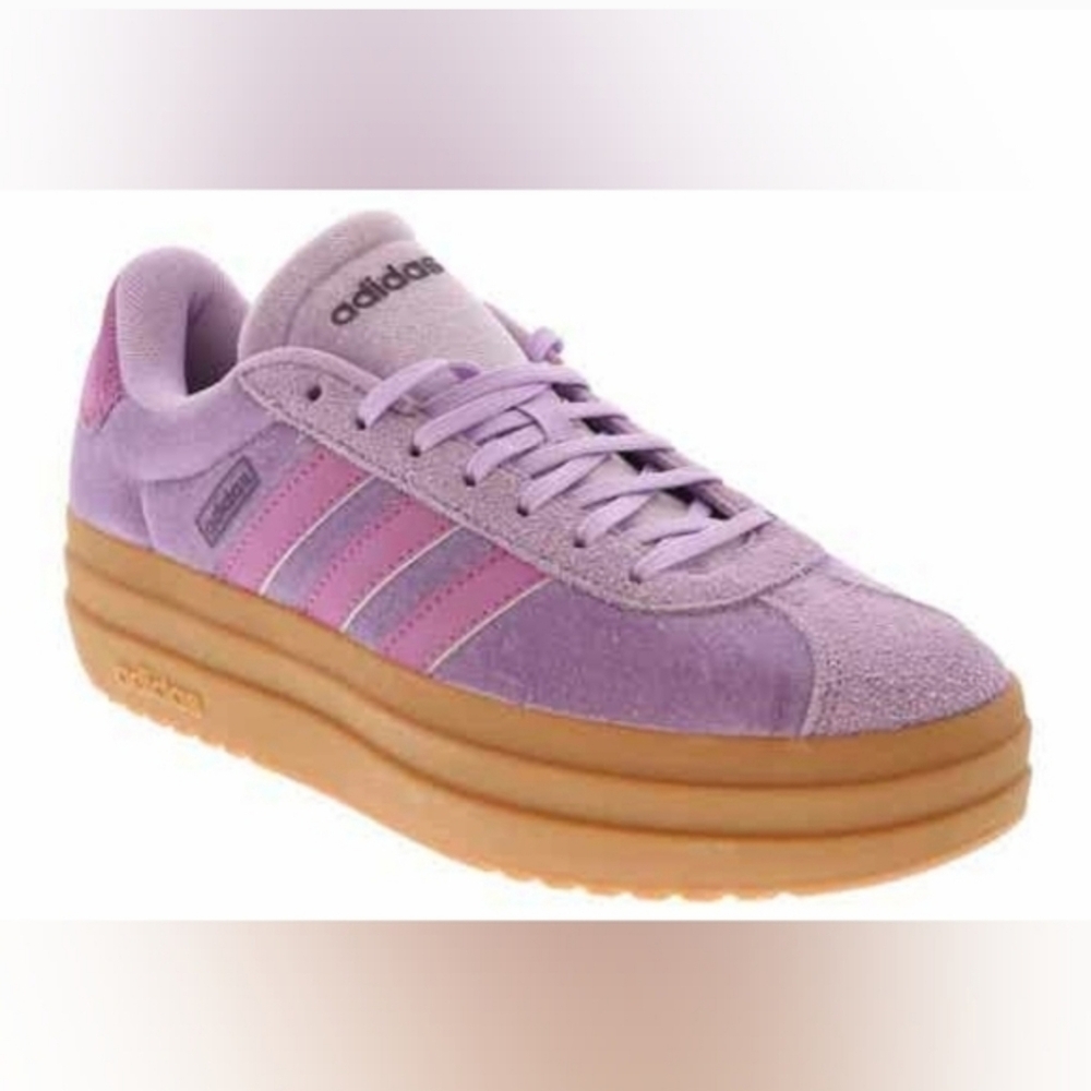 RARE Adidas Women's VL Court Bold Velvet/Suede Purple Lavender Sneakers Size 9.5